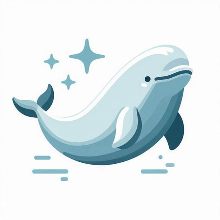Cute cartoon whale. Vector illustration isolated on a white background.のイラスト素材