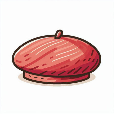 Illustration of a red beret isolated on a white background.のイラスト素材