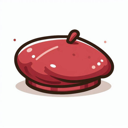 Illustration of a cartoon red beret isolated on a white backgroundのイラスト素材