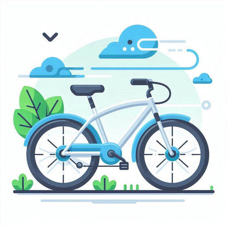 Bike in the park. Flat design vector illustration. Concept of a healthy lifestyle.のイラスト素材