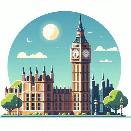 Big Ben, London, United Kingdom. Vector illustration in flat styleのイラスト素材