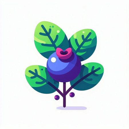 Blueberry vector illustration on white background. Blueberry icon in flat style.のイラスト素材