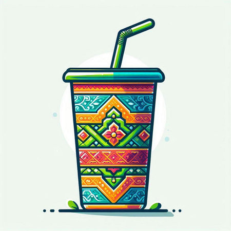 Illustration of a coffee cup with a pattern. Vector illustration.のイラスト素材