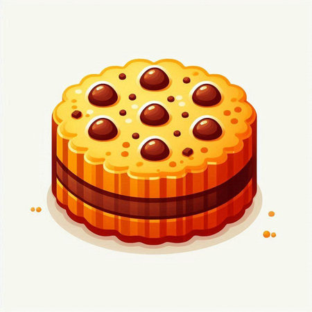 Illustration of a round biscuit cake on a white background.のイラスト素材