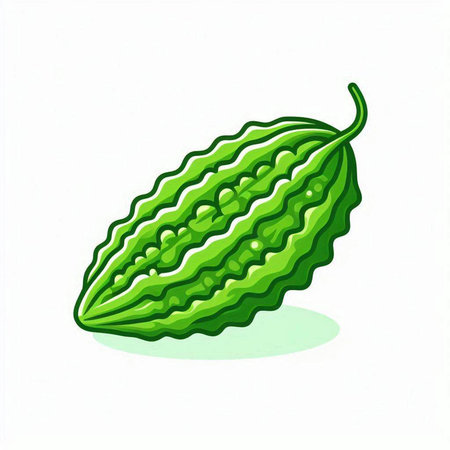 Bitter melon on white background. Vector illustration of bitter melon.のイラスト素材