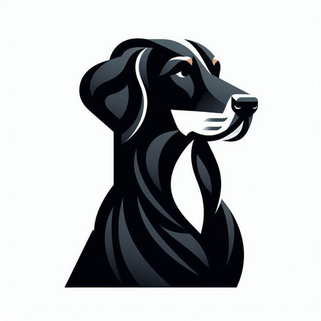 Illustration of a black dog on a white background, vector illustrationのイラスト素材