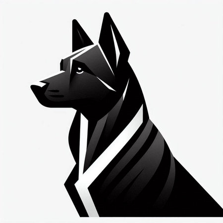 Black dog on a white background. Vector illustration of a dog.のイラスト素材