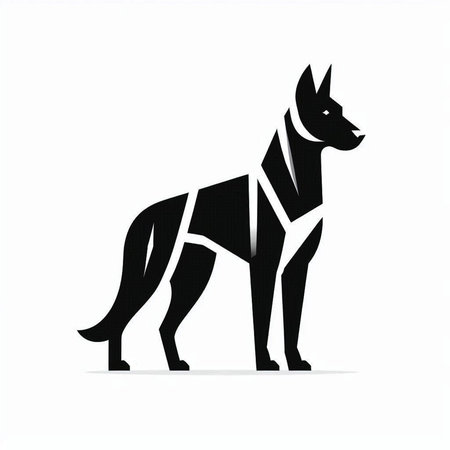 Black silhouette of a German Shepherd isolated on a white background. Vector illustrationのイラスト素材