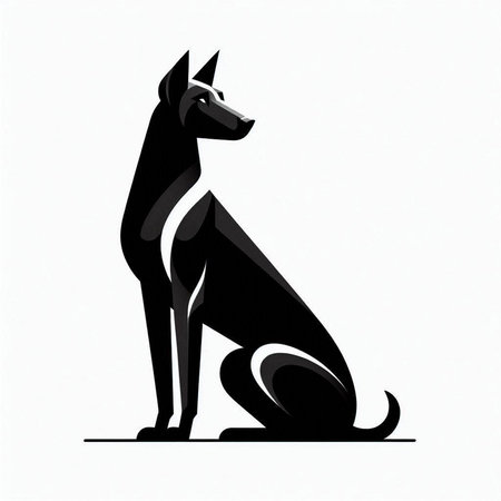 Black dog on a white background. Vector illustration for your design.のイラスト素材