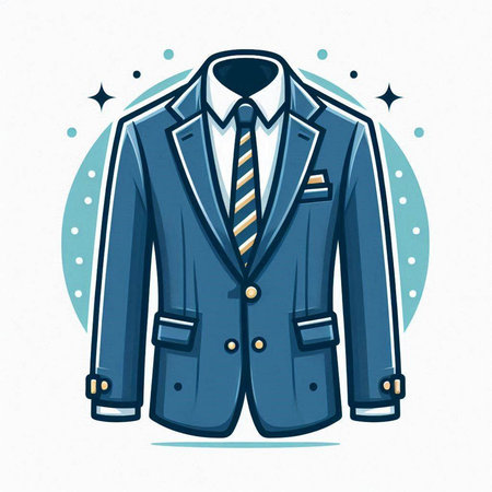 Vector illustration of a blue suit on a white background with a blue patternのイラスト素材