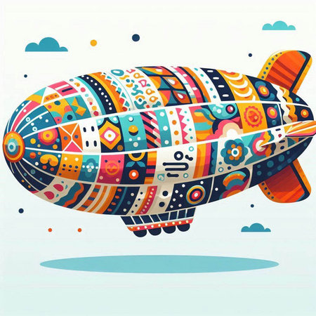 Airship with abstract colorful pattern. Vector illustration. Eps 10.のイラスト素材
