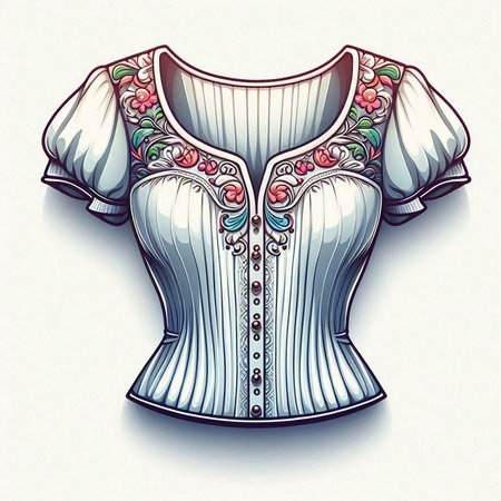 Illustration of a white shirt with a pattern on the back.のイラスト素材