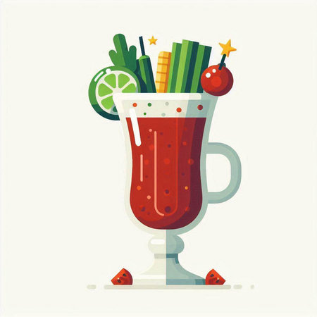 Mulled wine in a glass with a straw. Vector illustration.のイラスト素材