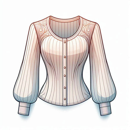 Vector illustration of a white blouse with a collar on a white backgroundのイラスト素材