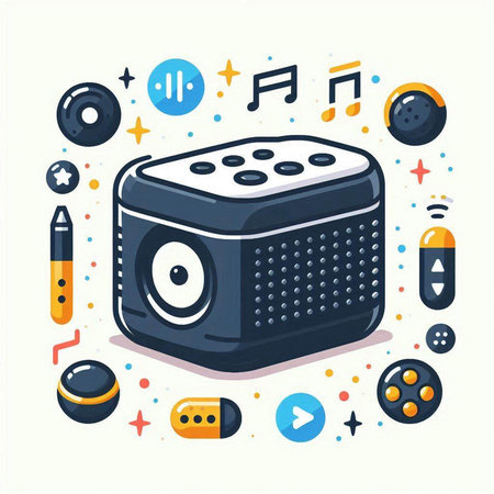 Audio speaker icon in flat style. Vector illustration for your design.のイラスト素材
