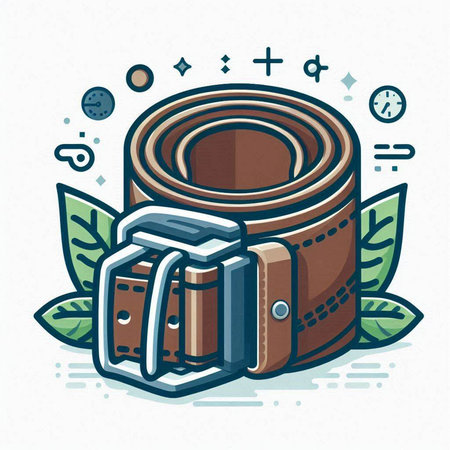 Stylish belt with buckle. Vector illustration in thin line style.のイラスト素材