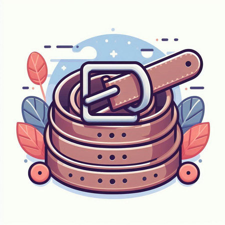 Illustration of a belt with a buckle on a white background.のイラスト素材