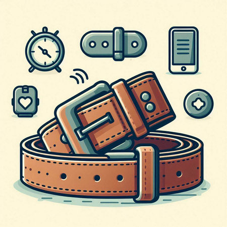 Fashion belt. Vector illustration in a flat style on a light background.のイラスト素材