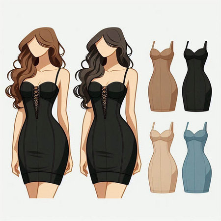 Set of women's clothing. Vector illustration in a flat style.のイラスト素材
