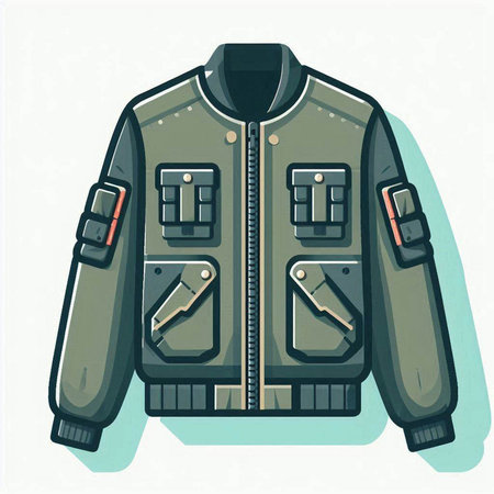 Military jacket isolated on white background. Vector illustration in flat style.のイラスト素材
