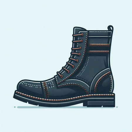 Men's leather shoes. Vector illustration of a pair of black boots.のイラスト素材