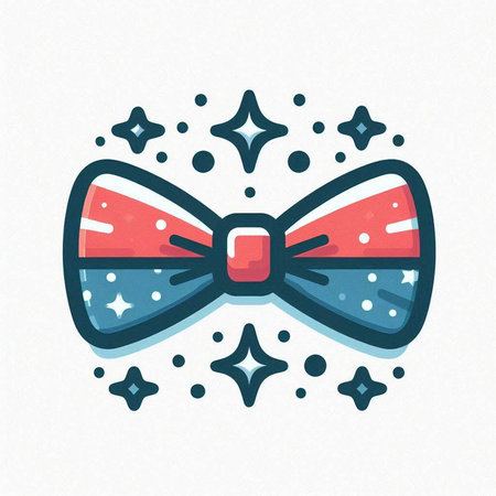 Vector illustration of a bow tie with stars on a white background.のイラスト素材