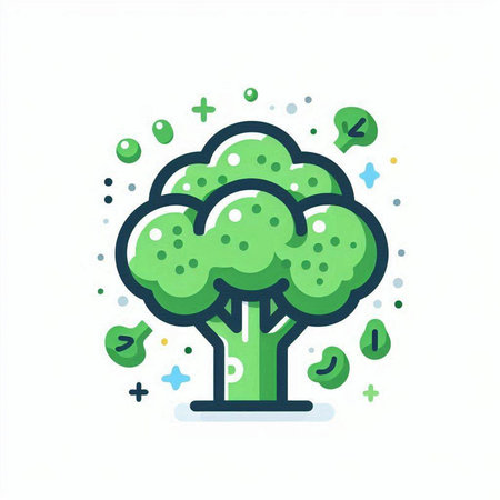 Broccoli icon in flat line style. Isolated vector illustration.のイラスト素材