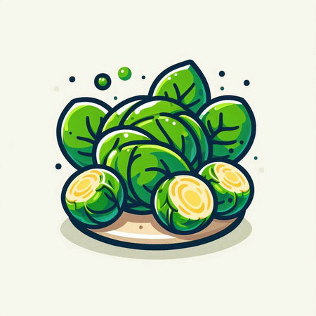 Brussels sprouts. Vector illustration of a brussels sprouts.のイラスト素材