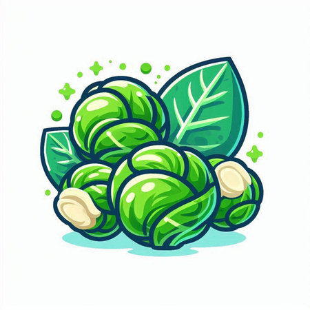 Brussels sprouts icon isolated on white background. Vector illustration.のイラスト素材