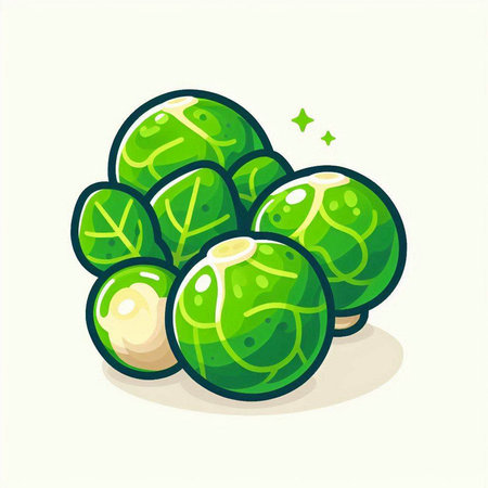 Brussels sprouts isolated on white background. Vector illustration.のイラスト素材