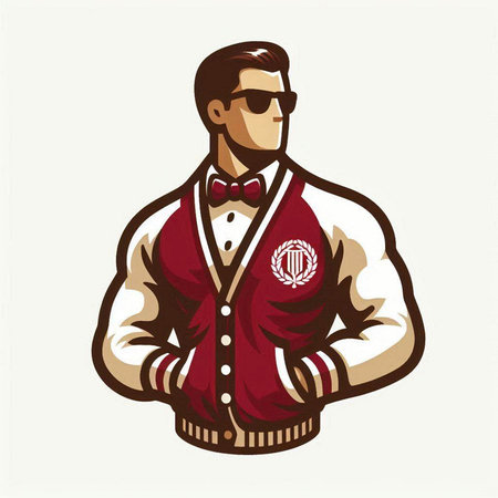 Vector illustration of a man in a suit with bow tie and sunglassesのイラスト素材