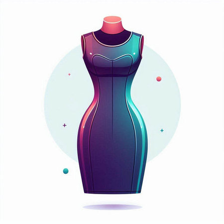 Women's dress on a mannequin. Vector illustration in a flat style.のイラスト素材
