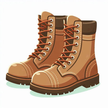 Illustration of hiking boots on a white background. Vector illustration.のイラスト素材