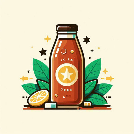 Lemonade in a bottle. Vector illustration in flat style.のイラスト素材