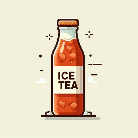 Bottle of ice tea. Vector illustration in flat cartoon style.のイラスト素材
