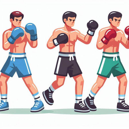 Boxing men in sportswear. Vector illustration in cartoon styleのイラスト素材