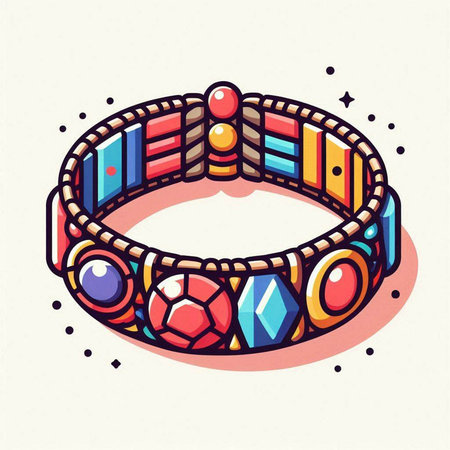 Hand drawn bracelets with gems. Vector illustration in doodle style.のイラスト素材