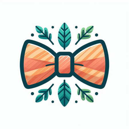 Vector illustration of a bow tie with leaves in a flat style.のイラスト素材