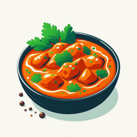 Illustration of a bowl of tomato sauce with parsley and pepperのイラスト素材