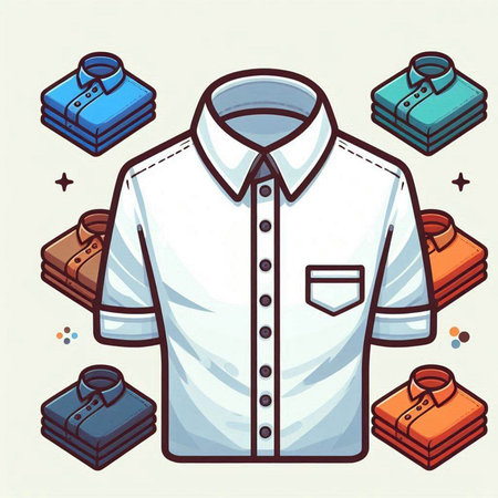 Vector illustration of a man's shirt with a set of clothes.のイラスト素材