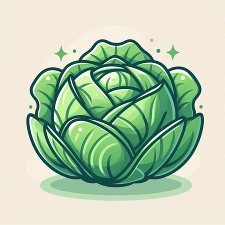 Cabbage. Vector illustration of a cabbage. Vegetarian food.のイラスト素材