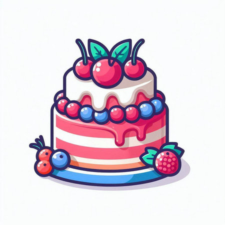 Cake with berries. Vector illustration of a cake with berries.のイラスト素材