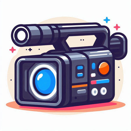 Illustration of video camera on white background. Vector illustration in cartoon style.のイラスト素材