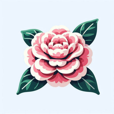 Camellia flower isolated on white background. Vector illustration.のイラスト素材