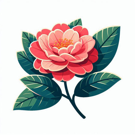 Camellia flower isolated on white background. Vector illustration.のイラスト素材