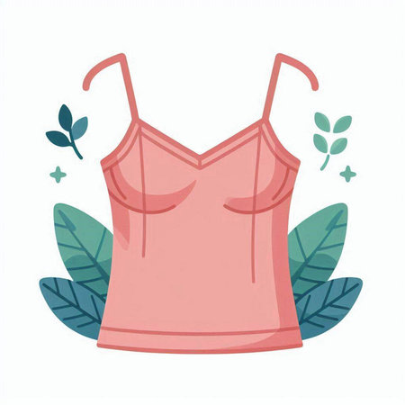 Hand drawn vector abstract floral illustration with pink rose and leaves isolated on white backgroundのイラスト素材