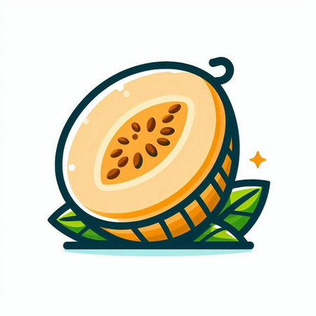 Melon icon isolated on white background. Vector illustration in cartoon style.のイラスト素材