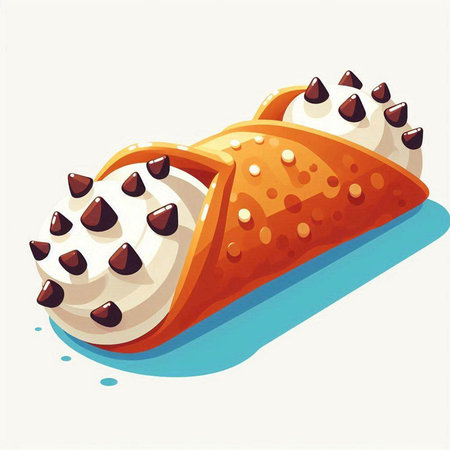 Illustration of a chocolate ice cream sandwich with chocolate chips on topのイラスト素材