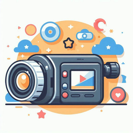 Camera icon. Vector illustration in flat style. Isolated on white background.のイラスト素材