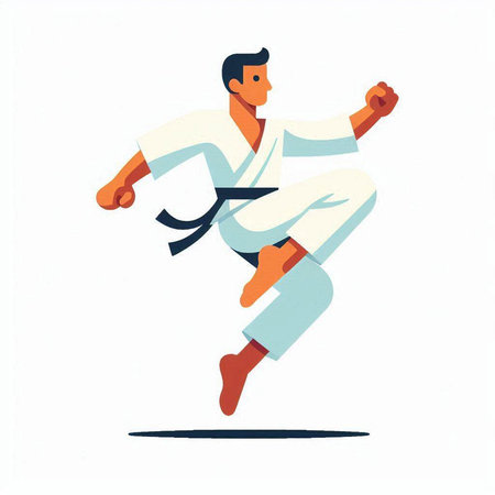 Martial arts fighter. Karate man in kimono. Vector illustrationのイラスト素材